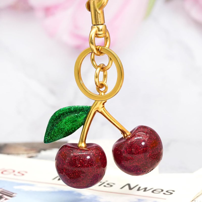 SKYFUN Cherry Keychain for Women Apple Strawberry Bag Charm Key Chain Accessories Gifts for Birthday Christmas - Image 2